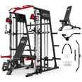 thumbnail image 1 of Mikolo Smith Machine Home Gym, 2200 lbs Power Rack Cage with 1200 lbs Weight Bench and Cable Crossover System, Weight Bar, 360Â° Landmine, Home Gym, 1 of 12