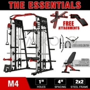 Mikolo Smith Machine Home Gym, 2200 lbs Power Rack Cage with 800 lbs Weight Bench and Cable Crossover System, Weight Bar, 360° Landmine, Home Gym