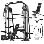 Mikolo Smith Machine Home Gym, 2200 lbs Power Rack Cage with 1200 lbs Weight Bench and Cable Crossover System, Weight Bar, 360  Landmine, Home Gym