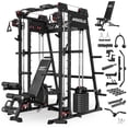 thumbnail image 1 of Mikolo M11 Elite Smith Machine Home Gym, 2200LBS Power Rack Cage with Dual 130LBS Weight Stacks, Functional Trainer with Weight Bench , Aluminum Pulleys and Other Attachments for Home Gym, 1 of 14