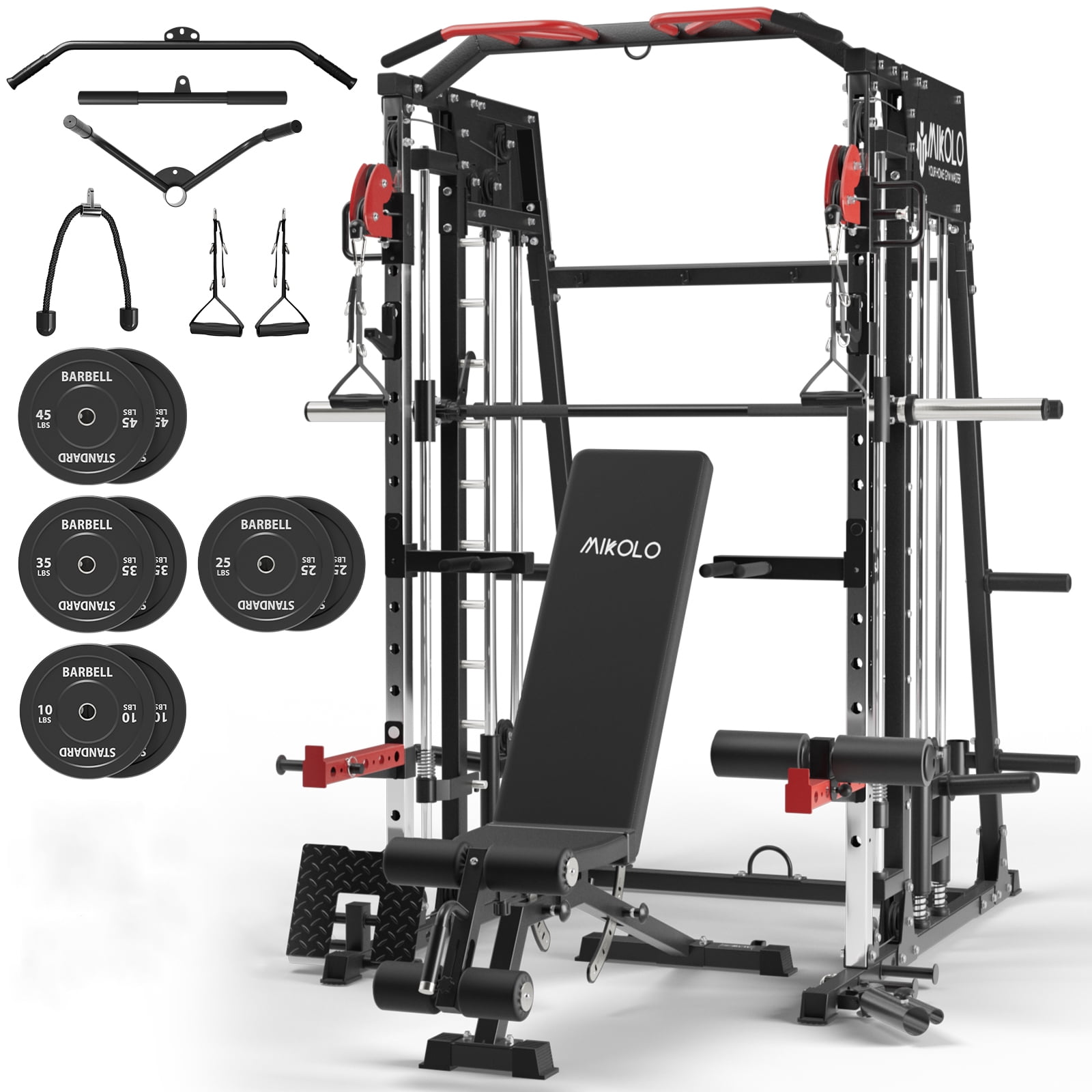 Mikolo Home Gym, Power Rack Cage with Cable Crossover, 2200 lbs