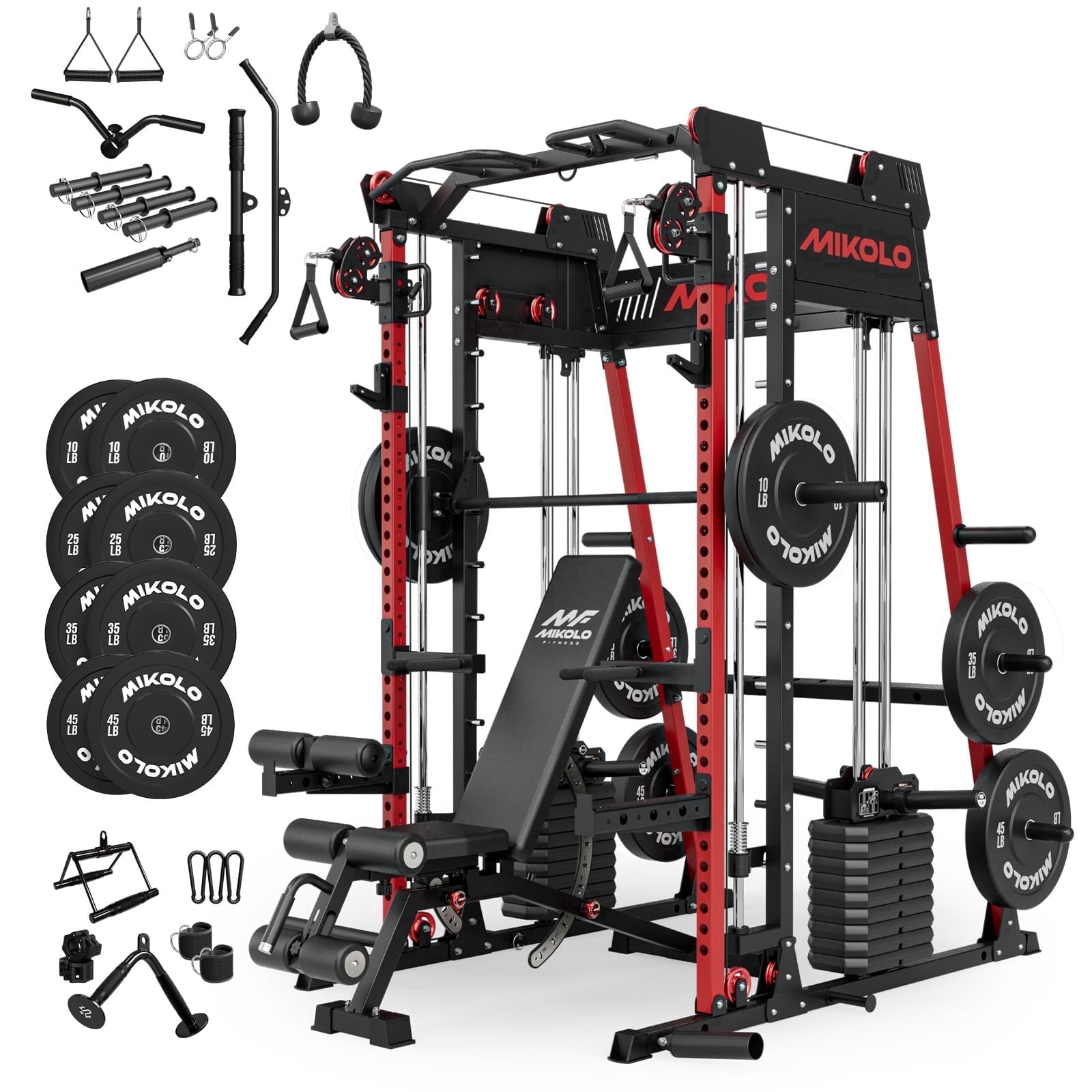 Mikolo M11 Elite Smith Machine Home Gym,2200 lbs Power Rack Cage
