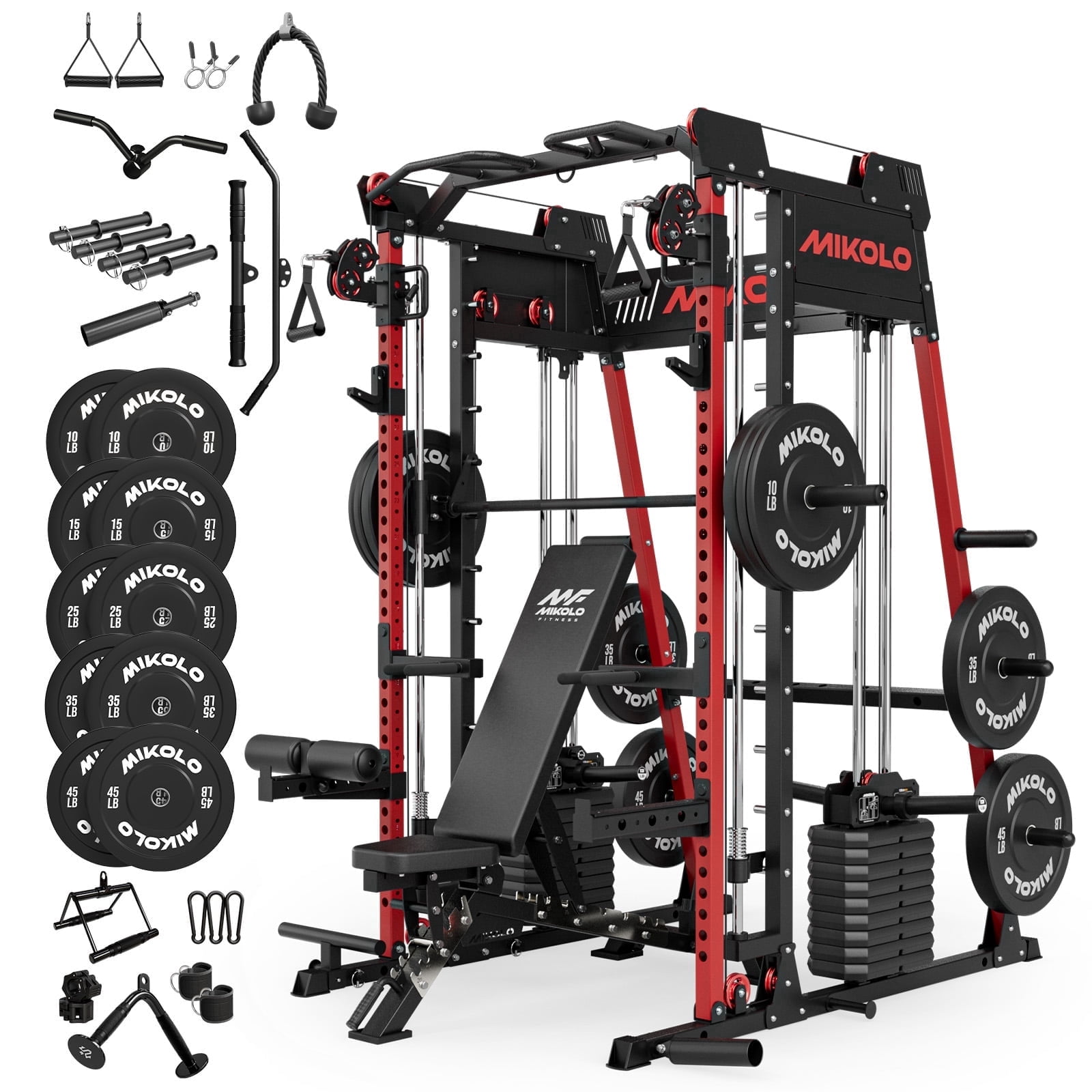 Mikolo M11 Elite Smith Machine Home Gym,2200 lbs Power Rack Cage