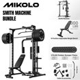 thumbnail image 1 of Mikolo Smith Machine Home Gym, Multi-Functional Power Rack with Pec Deck Machine, Lat Pulldown System with Bar,Weight Bench and 370LBS Weight Plates,Low Row Station with Cable bar and Foot Board, 1 of 14