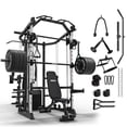 thumbnail image 1 of Mikolo Smith Machine Power Cage, Multi-Function Home Gym System with Cable Crossover, 121LB Weight Stack, 1 of 17