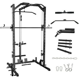 MJDB Home Gym Power Rack Cage with LAT Pulldown System Lifting Bar Tower 1200LBS Capacity Walmart