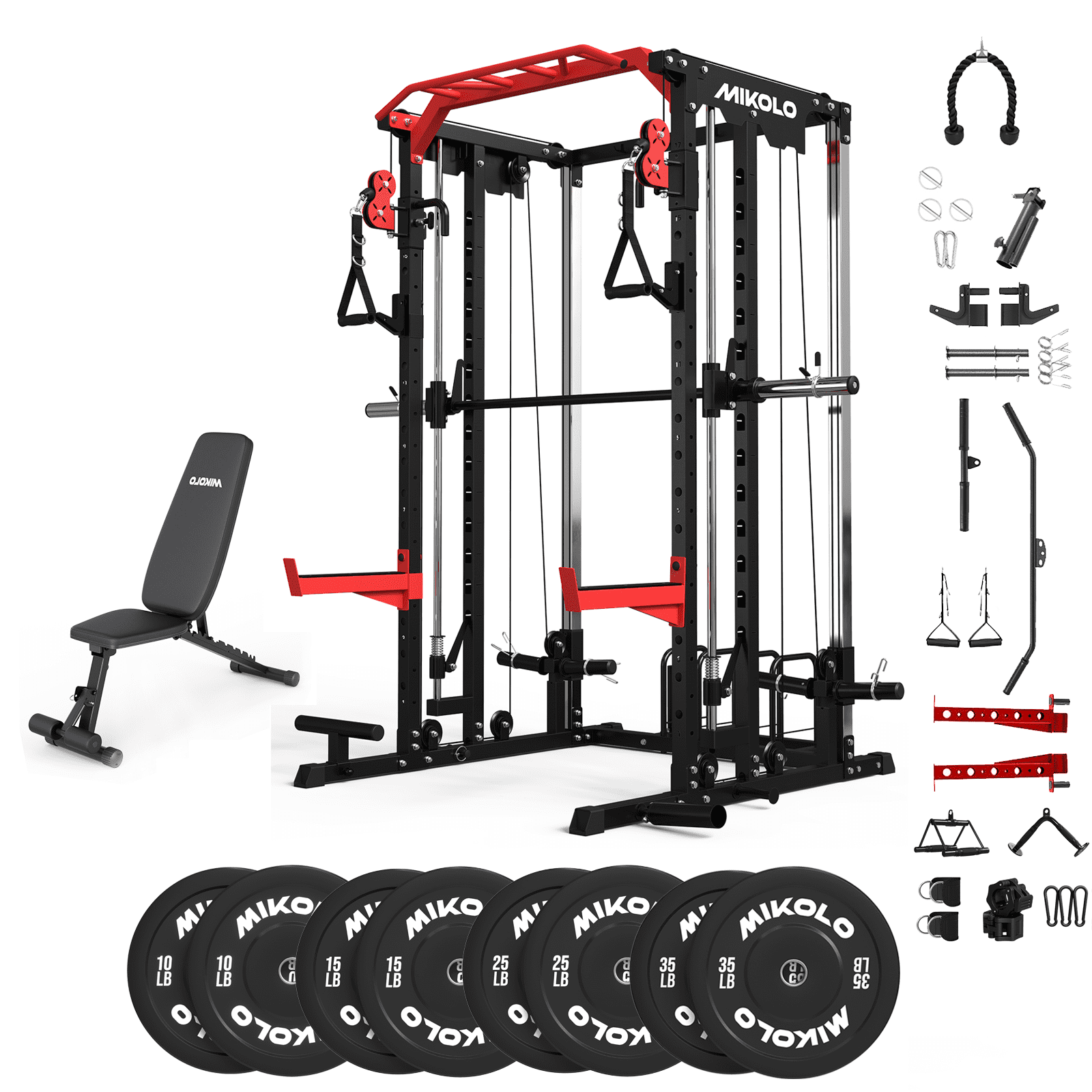 Smith Machine Fall Mikolo Smith Machine Home Gym Package, 2000LBS Power Cage Squat Rack ...