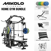 Mikolo Smith Machine Power Cage, Multi-Function Home Gym System with Cable Crossover, 121LB Weight Stack