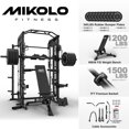 thumbnail image 1 of Mikolo Smith Machine, Power Rack Cage with Vertical Leg Press, 2000LBS Power Cage Squat Rack with Smith Bar, Dual Pulley Cable Crossover System for Home gym with barbell bench 340 plates, 1 of 20