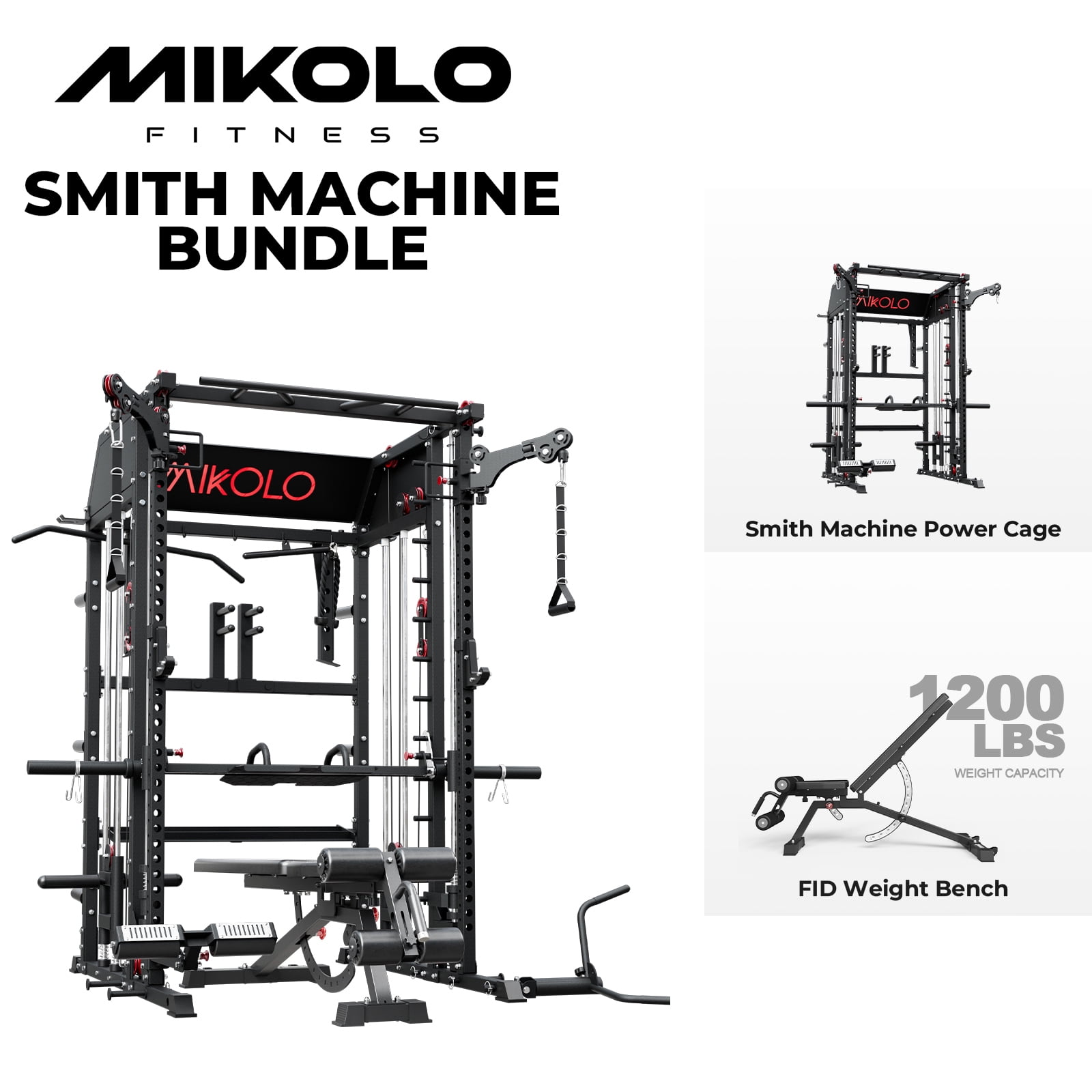 Smith Machine Power Rack|Black/Weight Bench|Black