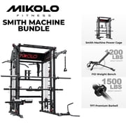 Mikolo Smith Machine Home Gym, All-in-One Power Rack with Smith Cage and Functional Trainer, Squat Rack with 21 Dual Pulley Cable System and Extended Forward Reach, Vertical Leg Press