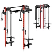 Mikolo Foldable Power Rack Cage,1000lbs Capacity Wall Mounted Squat Rack with independent pulley system, Space Saving Home Gym Equipment with 5 Adjustable Angle