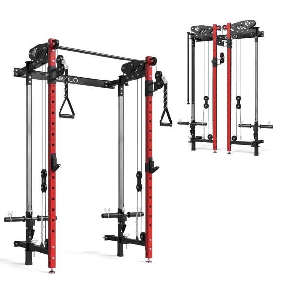 EONFITOmni Squat Cage Power Rack with Cable Crossover System Full Body ...