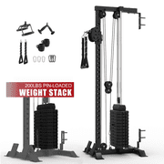 Mikolo Wall Mount Cable Machine Tower with 200LBS Weight Stack,27 Positions Adjustable Dual Pulleys Cable Crossover Machine For Home Gym