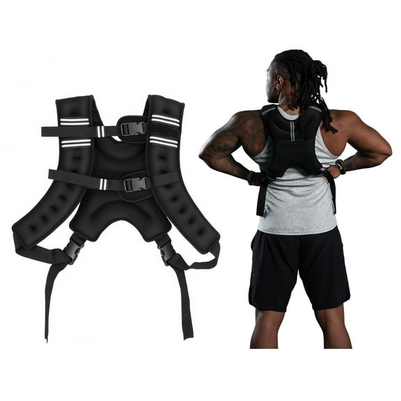 Mikolo Weighted Vest 20LBS, Dual  quick Adjustable Chest Straps & Side Buckle Straps, Back Mesh Storage Pocket, Reflective Strips,Thick Shoulder Pads for Running, Cardio & Strength Workouts