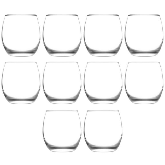 Mikonos Stemless Wine Glasses 11.5 oz. Set of 10, Bulk Pack - Restaurant Glassware, Perfect for Red Wine, White Wine, Cocktails - Clear