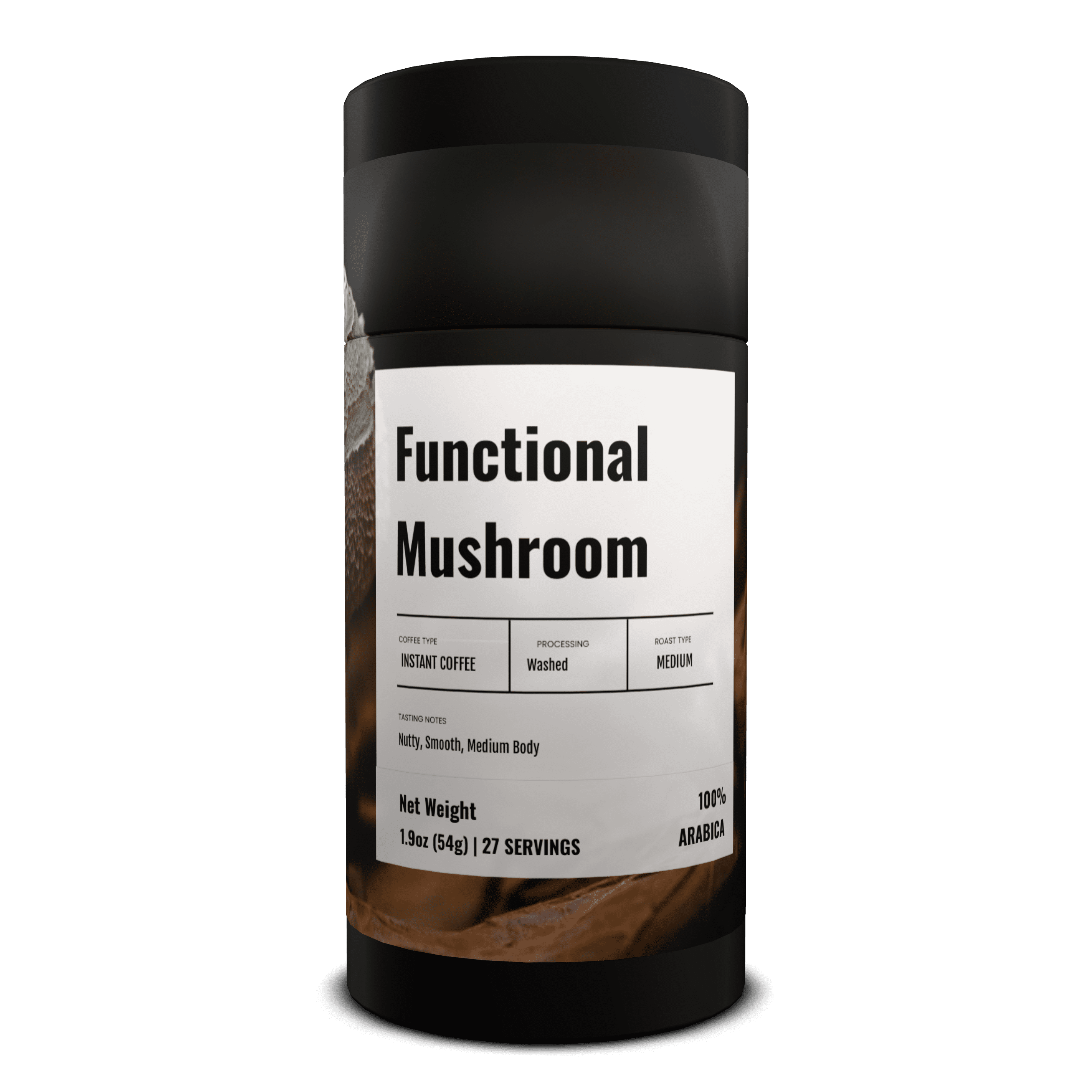 Mikos Java House Instant Mushroom Coffee, PNG Arabica with Lion's Mane & Chaga, Medium Roast, Freeze Dried, 1.6 oz Tube (27 Servings)