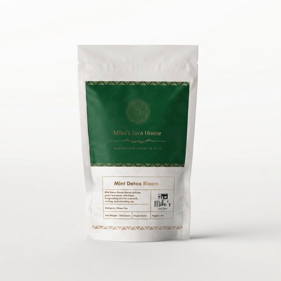 Mikos Java House, Mint Detox Bloom Green Tea, Loose Leaf, 100g