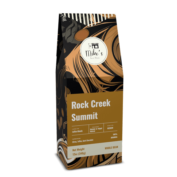 Mikos Java House Rock Creek Summit Coffee, Premium 4-Country Blend, Medium Roast Whole Bean, Signature Series, 12oz
