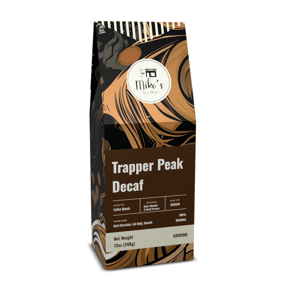 Mikos Java House Trapper Peak Decaf Coffee, 100% Arabica Indonesian Decaffeinated, Swiss Water Process, Medium Roast Ground, 12oz