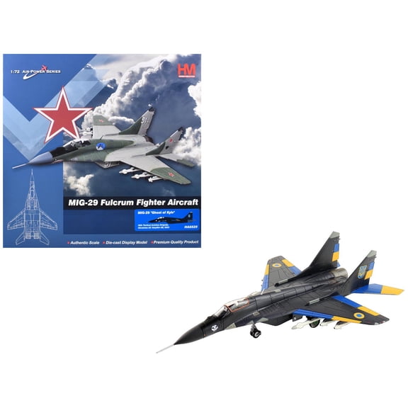 Mikoyan MIG-29 Fulcrum Aircraft "Ghost of Kyiv, Vasylkiv Air Base" (2023) Ukrainian Air Force 1/72 Diecast Model Hobby Master