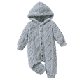 thumbnail image 1 of Mikrdoo 12 Months Baby Boy Cute Romper Fluffy Warm Hooded Playsuits 18 Months Baby Boys Diamond Check Coral Velvet One Piece Casual Bodysuits Gray, 1 of 8