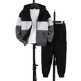 thumbnail image 1 of Mikrdoo 14-15 Years Big Boys Kid Boys Outfits Pants Set Color Block Long Sleeve Fall Winter Zip-up Hooded Jogges Set 2Pcs Fleece Clothing From 7Y-15Y, 1 of 9