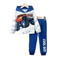 thumbnail image 1 of Mikrdoo 2 Years Toddler Baby Boys Clothes 3 Years Boys Outfits Car Print Letter Graphics Long Sleeve Casual Fall Winter Hoodies Tops Elastic Pants 2Pcs OOTD Blue, 1 of 9