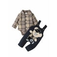 thumbnail image 1 of Mikrdoo 3 Months Newborn Baby Boys Clothes 6 Monthe Boys Plaid Long Sleeve Lapel Collar Romper & Bear Embroidery Suspender Pants Set 2Pcs Cute Outfits,As Gift, 1 of 9