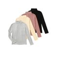 thumbnail image 1 of Mikrdoo 4-Pack Rib Knit Girls Tops - Long Sleeve Solid Color Mock Neck Shirts - Gray/Apricot/Pale pinkish pink, 1 of 10