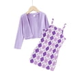 thumbnail image 1 of Mikrdoo 4T Toddler Baby Girls Outfits Diamond Check Straps Dress Cardigan Coat 2Pcs Nice Apparel Clothes Set 4-5 Years Purple, 1 of 8