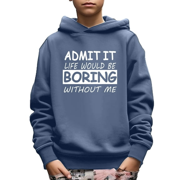 Mikrdoo 5-14Y Big Boys Sweatshirt Funny Letter Print Casual Long Sleeve Hoodies Tops For Spring Autumn