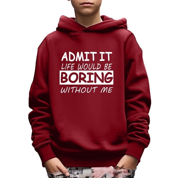 Mikrdoo 5-14Y Big Boys Sweatshirt Funny Letter Print Casual Long Sleeve Hoodies Tops For Spring Autumn