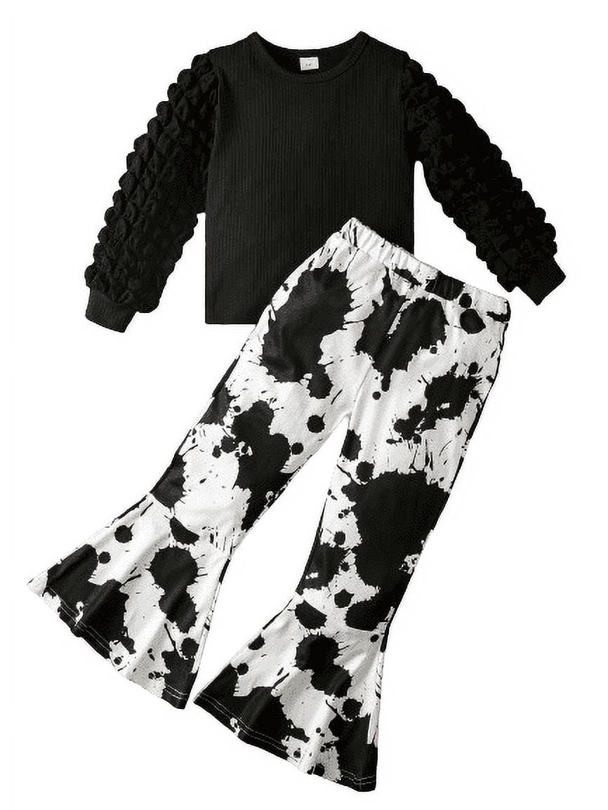 Mikrdoo 5-6t Little Girls Solid Color Texture Long Sleeve Top Splash ...