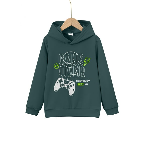 Mikrdoo 5T Kid Boys Sweatshirt 6 Years Little Boys Game Console Print Spring Autumn Letter Graphics Winter Long Sleeve Hoodies Tops