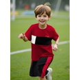 thumbnail image 1 of Mikrdoo 9-10Y Kid Boys Clothes Color Block Summer Short Sleeve Casual Tee Elastic Side Splicing Shorts 2Pcs Outfits Red, 1 of 8