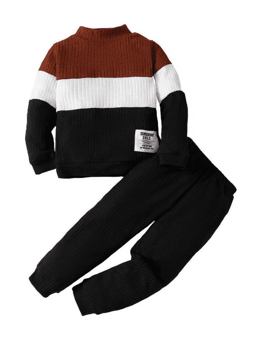Baby Boys Clothes Baby Winter OOTD Splice 3 Years Toddler Boys Long Sleeve 4 Years Boys Pants 2Pcs Outfits Black