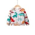 thumbnail image 1 of Mikrdoo Baby Boys Spring Autumn Tops 4-5 Years Toddler Boys Dinosaur Print Car Print Full Print Long Sleeve Casual Pullover Gray, 1 of 7