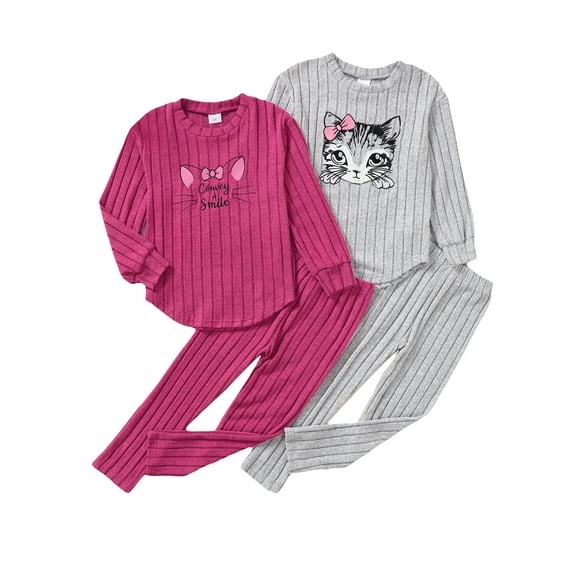 Mikrdoo Baby Girl Long Sleeve Shirt and Pant Outfit Set, 4 piece, Sizes 4-7