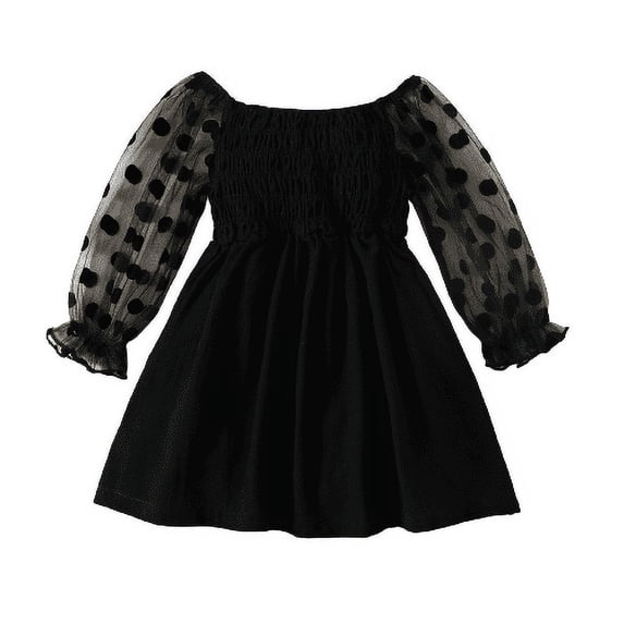 Mikrdoo Baby Girls Dress Wide Neck 18 Months Infant Girls Gauze 24 Months Infant Girls One Piece Sun Dress Black