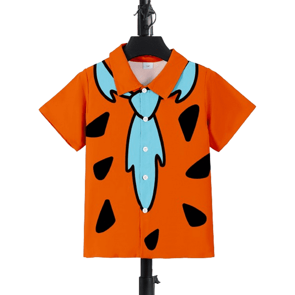 Mikrdoo Big Boys Clothes Casual Cartoon Tie Print Creative Short Sleeve Loose Button Down Shirt Tops Sizes 7-15