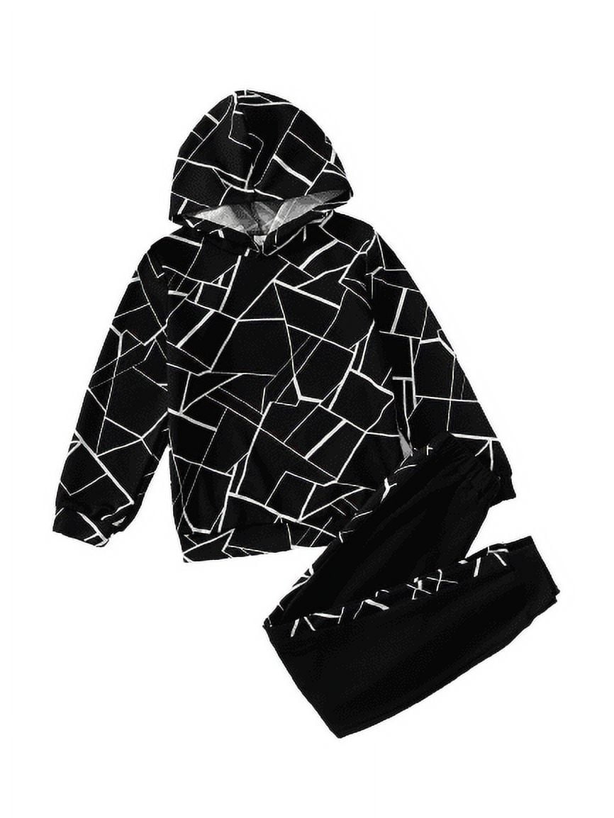 MIGU Boys Clothes 2-Piece Set - Smiley Face Print Hoodie And Jogger Pants, Fall/Winter Outfit