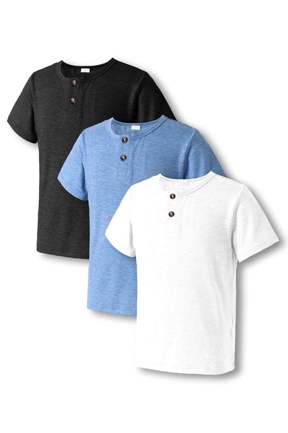 Boys Classic Solid Colors Tops, Casual Everyday Wear Tees with Short Sleeves, 3-Pack, Sizes 7-15