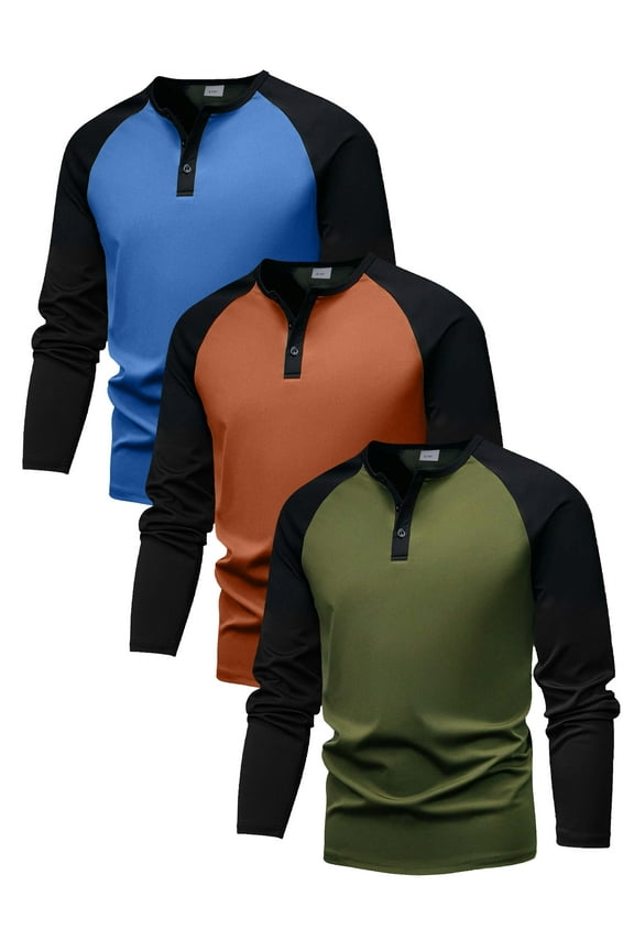 Boys Comfy Raglan Long Sleeve T-Shirts, 3-Pack, Sizes 7-15