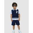 thumbnail image 1 of Mikrdoo Boys' Preppy Style Clothes Set - Short Sleeve Shirt, Elastic Shorts & Vest with Bow Tie 3Pcs Perfect for Holiday Parties, 1 of 9