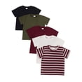 thumbnail image 1 of Mikrdoo Boys Solid Color & Striped T-shirt ,Casual Short Sleeve Crew Neck Tee for Summer Outdoor,5 Packs,Sizes 1-8Y, 1 of 7