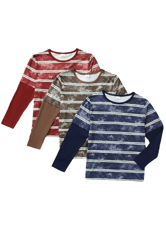 Boys' Striped Long Sleeve T-Shirt, 3-Pack, Sizes 7-15