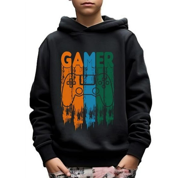 Mikrdoo Colorful Paint Gamer Graphics Cute&Cozy Hoodie For Kids Boys -Keep Him Warm And Stylish! Size:5-14