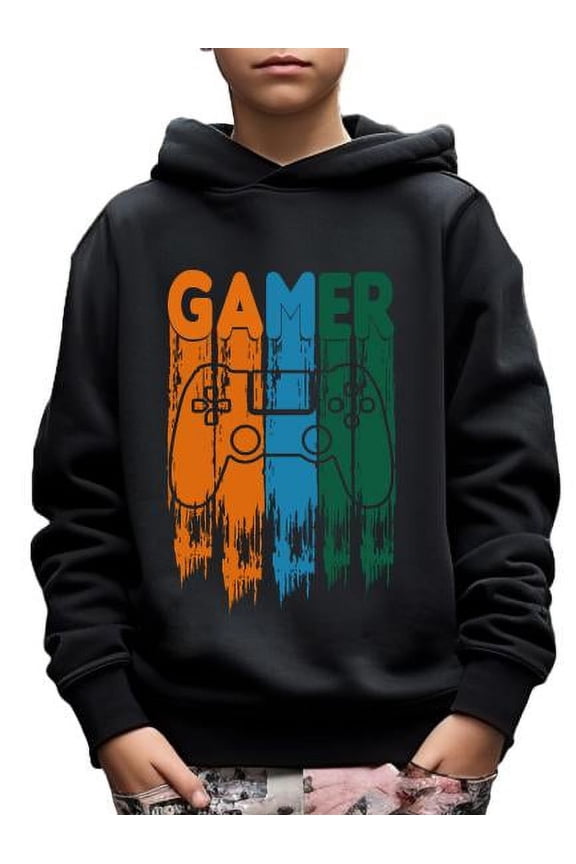 Colorful Paint Gamer Graphics Cute&Cozy Hoodie For Kids Boys -Keep Him Warm And Stylish! Size:5-14