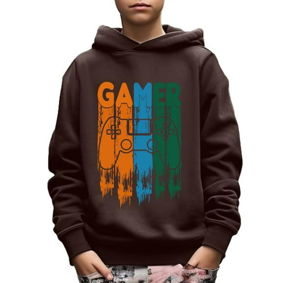 Mikrdoo Colorful Paint Gamer Graphics Cute&Cozy Hoodie For Kids Boys -Keep Him Warm And Stylish! Size:5-14
